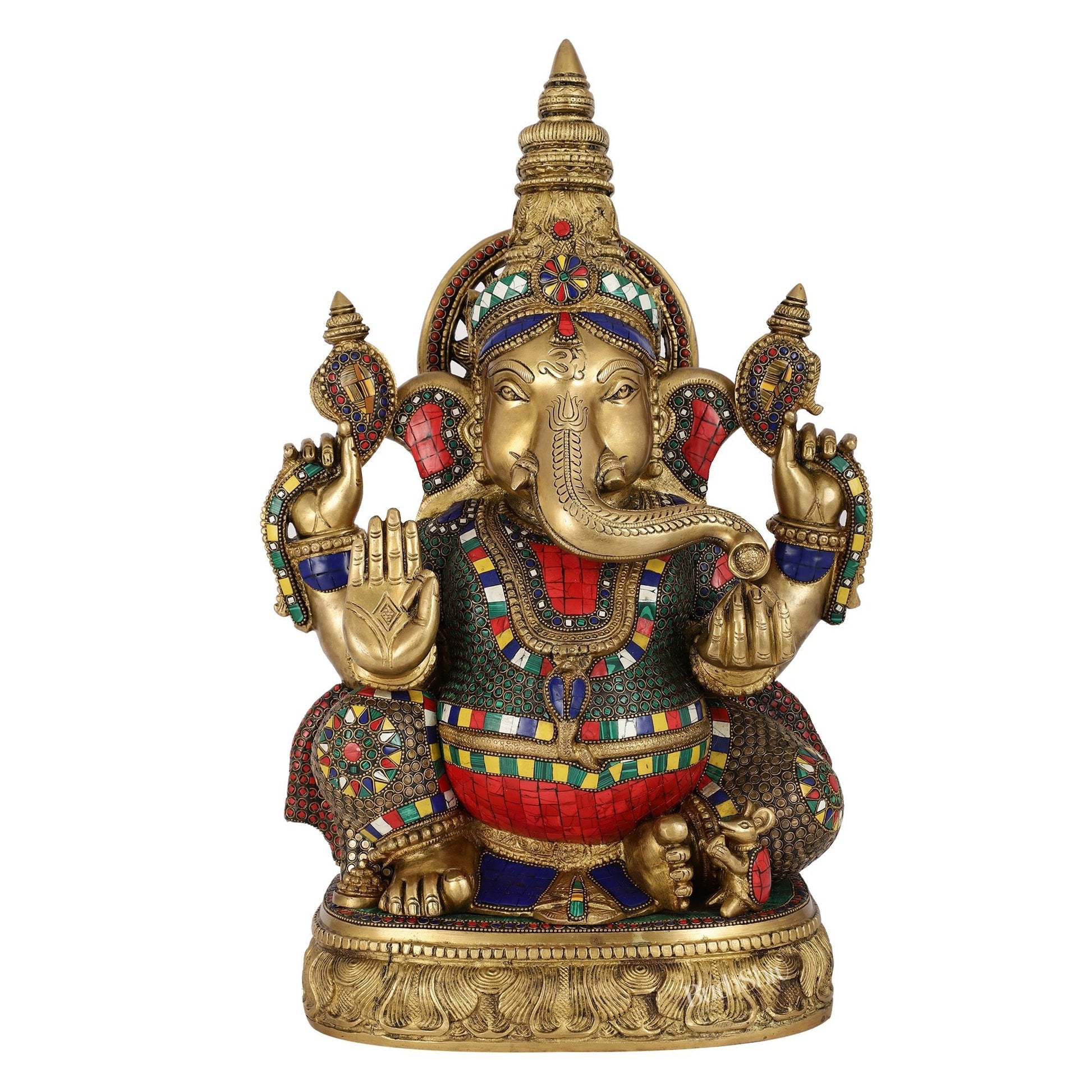 Superfine Brass Surya Ganapathi Statue | 20" Height | Sharp Facial Expressions