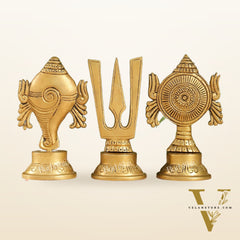 Superfine Brass Symbols of Lord Tirupati Balaji - Shankh, Chakra, Namah Tilak |  6"