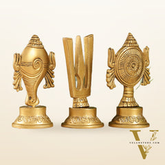 Superfine Brass Symbols of Lord Tirupati Balaji - Shankh, Chakra, Namah Tilak |  6"
