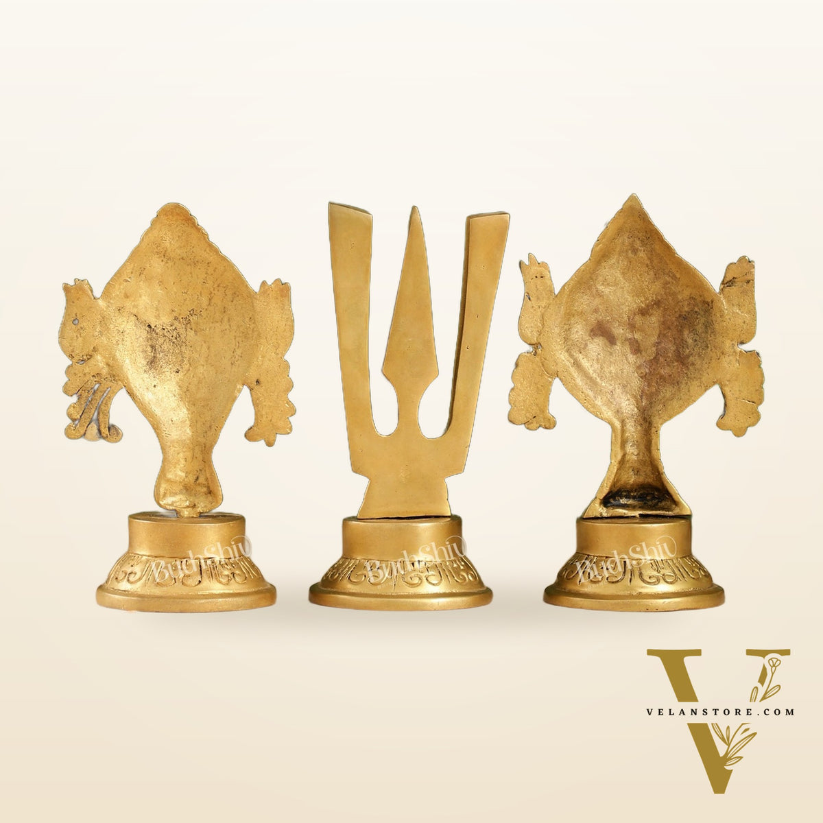Superfine Brass Symbols of Lord Tirupati Balaji - Shankh, Chakra, Namah Tilak |  6"