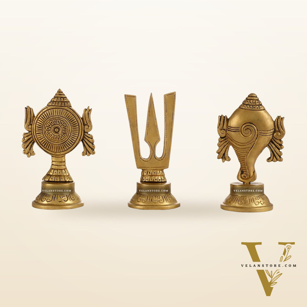 Superfine Brass Symbols of Lord Tirupati Balaji - Shankh, Chakra, Namah Tilak |  6"
