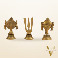 Superfine Brass Symbols of Lord Tirupati Balaji - Shankh, Chakra, Namah Tilak |  6"