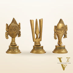 Superfine Brass Symbols of Lord Tirupati Balaji - Shankh, Chakra, Namah Tilak |  6"