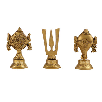 Superfine Brass Symbols of Lord Tirupati Balaji - Shankh, Chakra, Namah Tilak |  6"