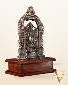 Superfine Brass Tirupati Balaji Idol on Wooden Base – 7.5 Inch