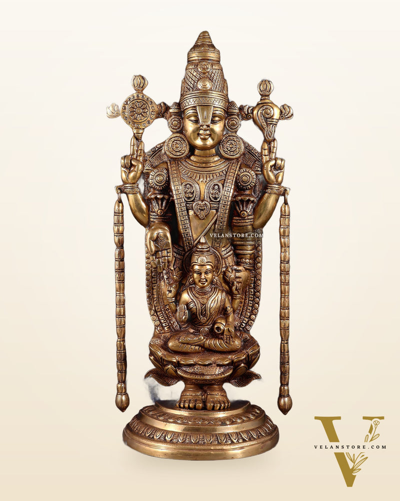 Superfine Brass Tirupati Balaji Idol with goddess Lakshmi | Height 20 inch
