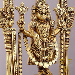 Superfine Brass Tirupati Balaji Idol with Prabhavali Frame - 12 Inch