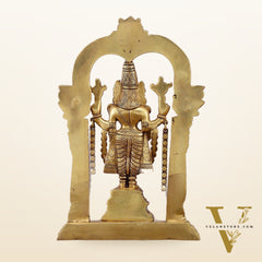 Superfine Brass Tirupati Balaji Idol with Prabhavali Frame - 12 Inch