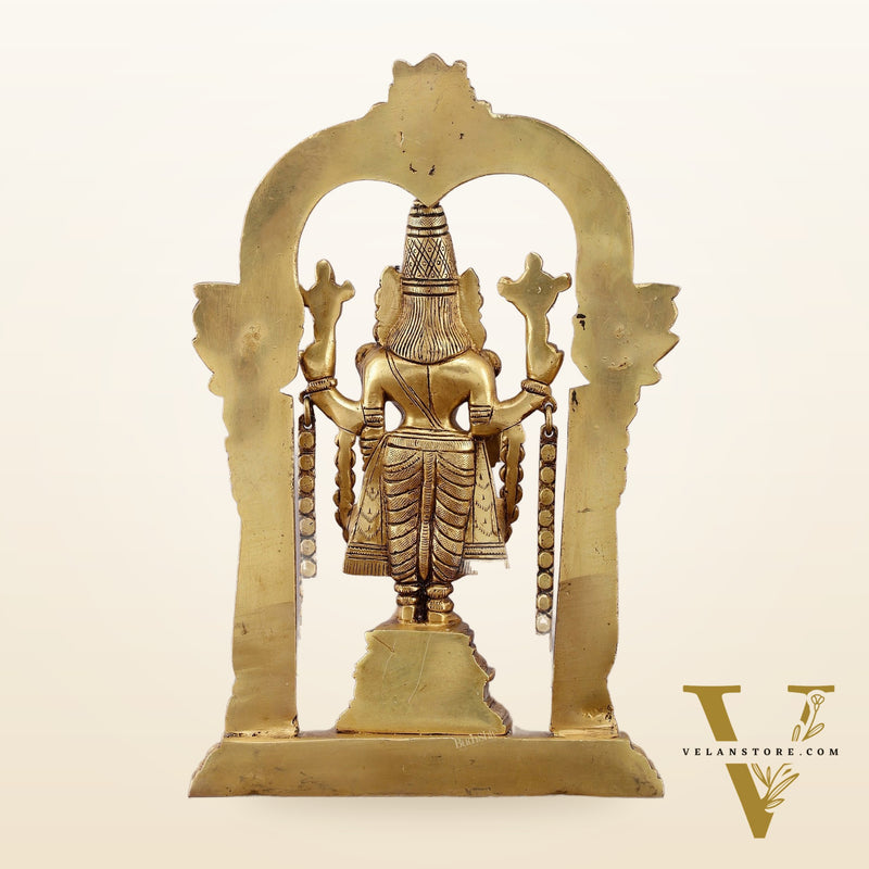 Superfine Brass Tirupati Balaji Idol with Prabhavali Frame - 12 Inch