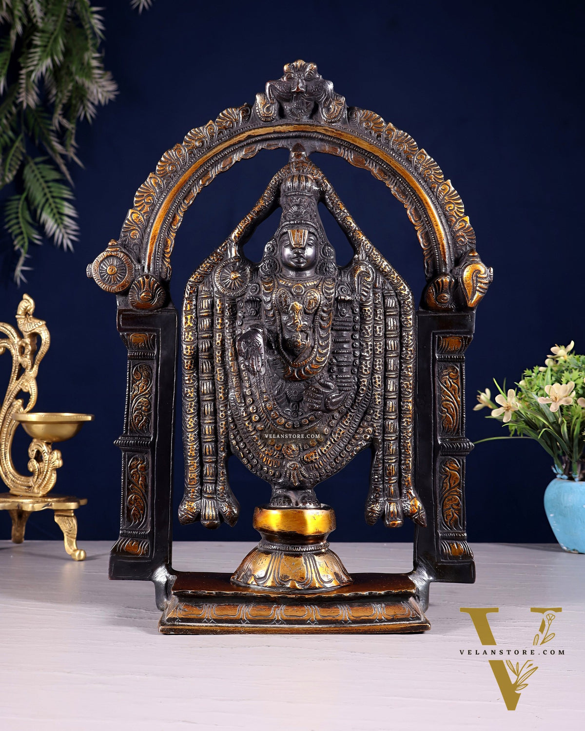 Superfine Brass Tirupati Balaji Lord Venkateshwara Swamy Idol - 13"