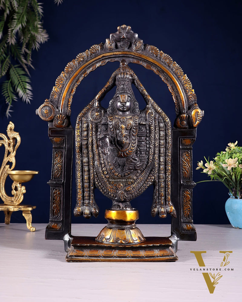 Superfine Brass Tirupati Balaji Lord Venkateshwara Swamy Idol - 13"
