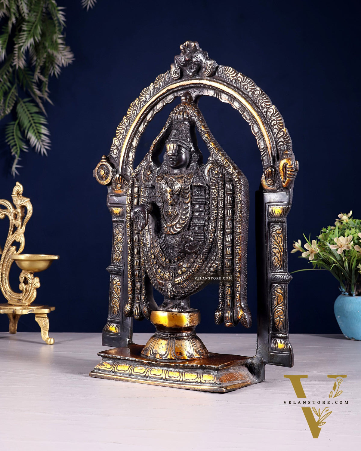 Superfine Brass Tirupati Balaji Lord Venkateshwara Swamy Idol - 13"