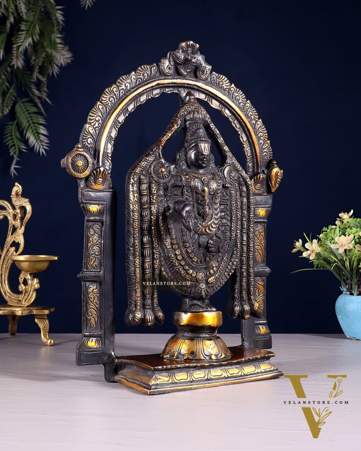 Superfine Brass Tirupati Balaji Lord Venkateshwara Swamy Idol - 13"
