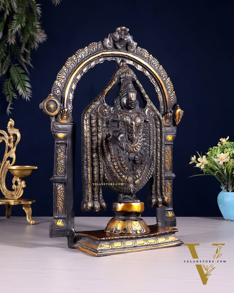 Superfine Brass Tirupati Balaji Lord Venkateshwara Swamy Idol - 13"