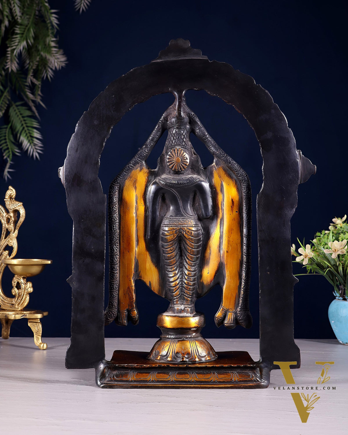 Superfine Brass Tirupati Balaji Lord Venkateshwara Swamy Idol - 13"