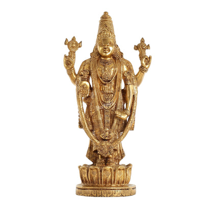 Superfine Brass Tirupati Balaji Lord Venkateshwara Swamy Statue - 16 Inch