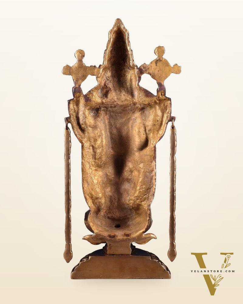 Superfine Brass Tirupati Balaji & Padmavati Idol | Antique Black & Gold Tone 20"
