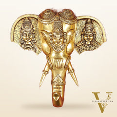 Superfine Brass Tirupati Balaji with Bhudevi and Sridevi Wall Hanging 11"