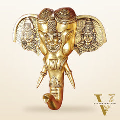 Superfine Brass Tirupati Balaji with Bhudevi and Sridevi Wall Hanging 11"