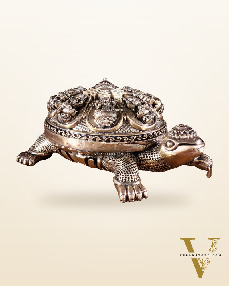 Superfine Brass Tortoise with Ashtalakshmi Shree Yantra – Vastu Approved 6.5 inch
