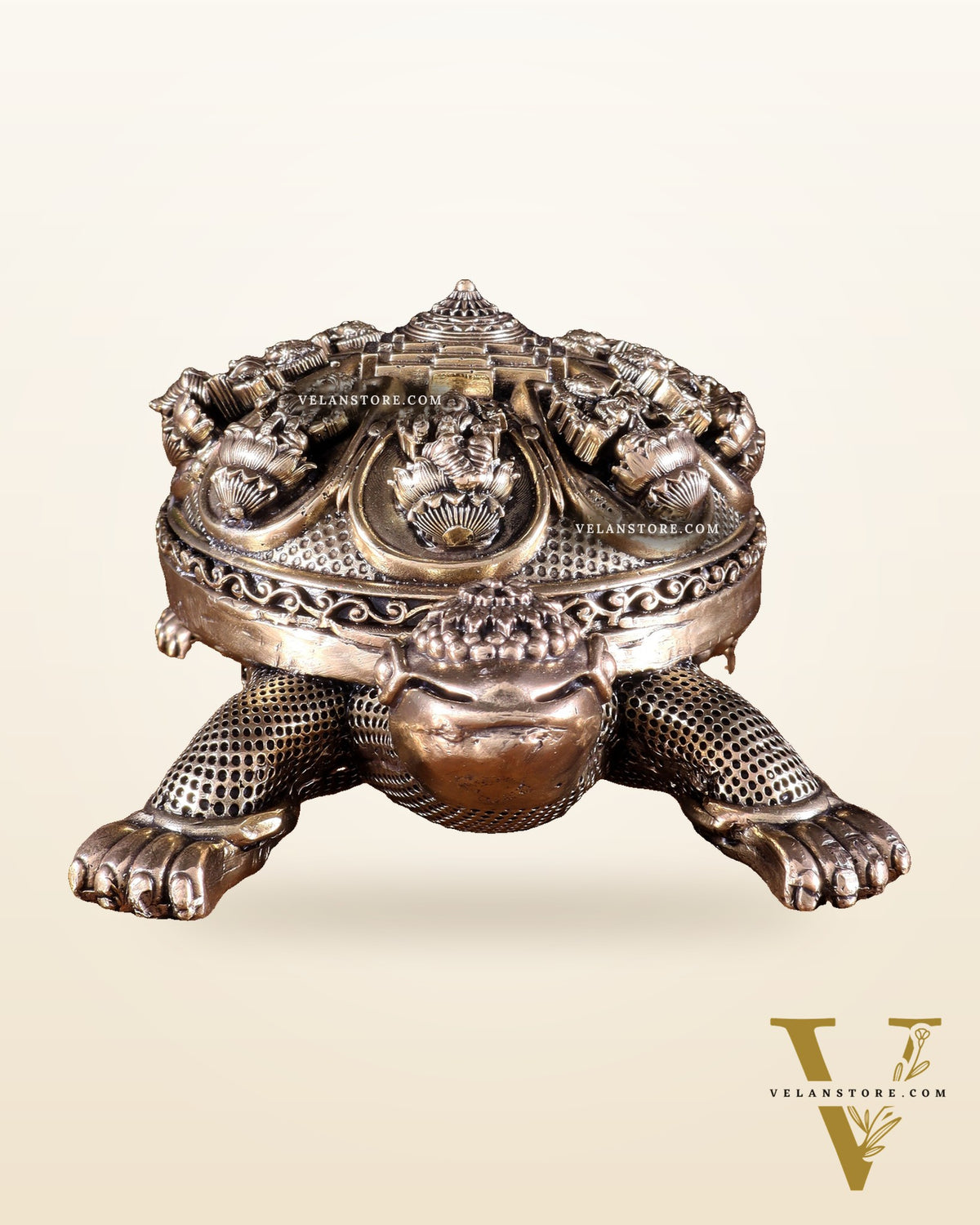 Superfine Brass Tortoise with Ashtalakshmi Shree Yantra – Vastu Approved 6.5 inch