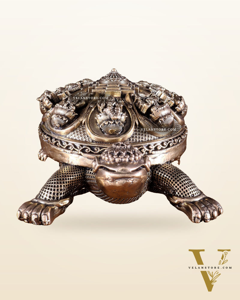 Superfine Brass Tortoise with Ashtalakshmi Shree Yantra – Vastu Approved 6.5 inch