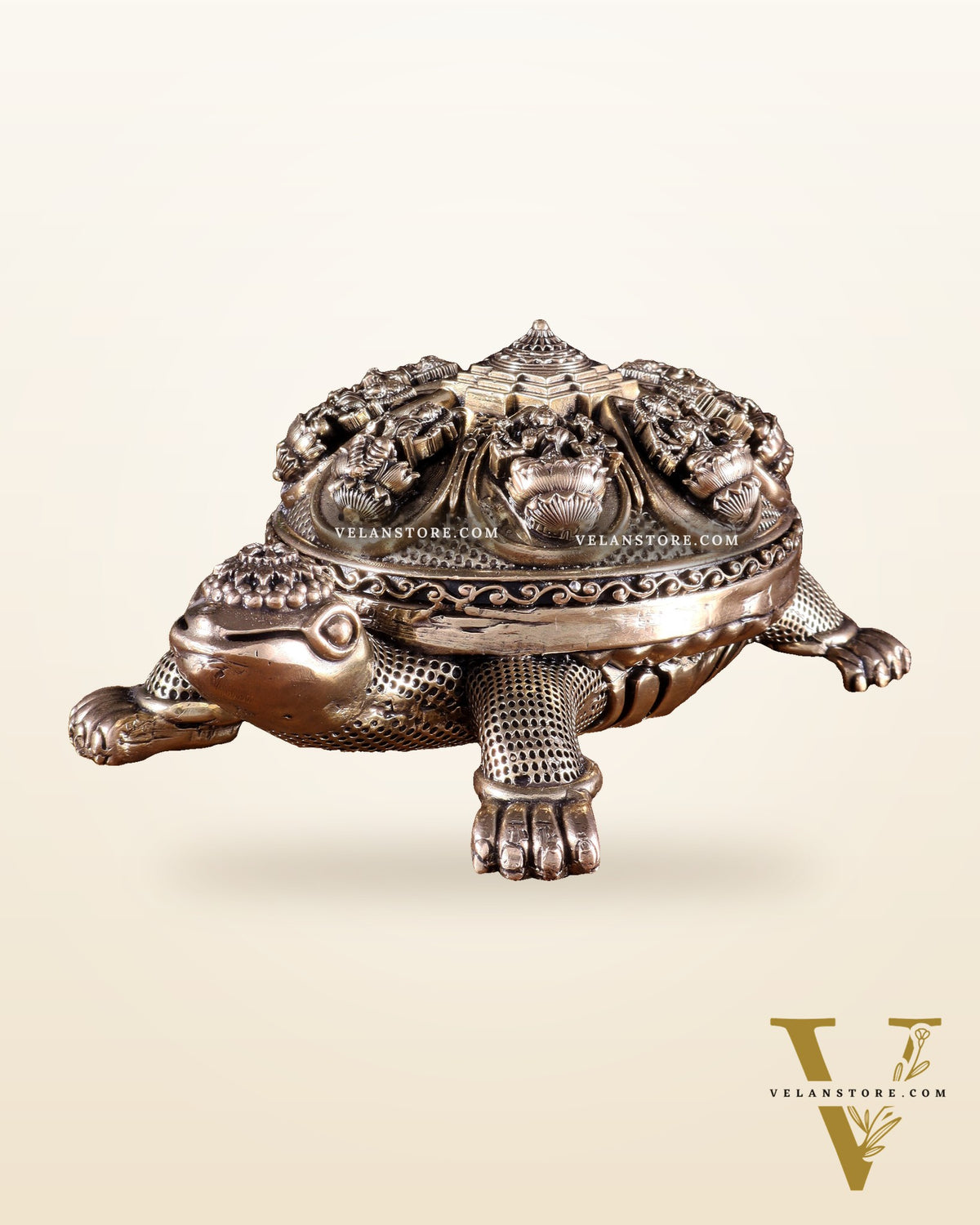 Superfine Brass Tortoise with Ashtalakshmi Shree Yantra – Vastu Approved 6.5 inch