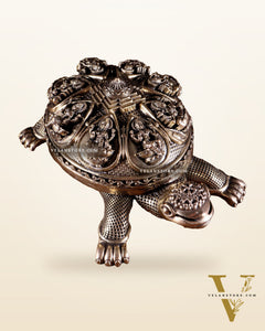 Superfine Brass Tortoise with Ashtalakshmi Shree Yantra – Vastu Approved 6.5 inch