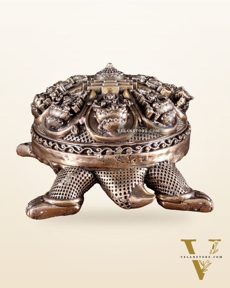 Superfine Brass Tortoise with Ashtalakshmi Shree Yantra – Vastu Approved 6.5 inch