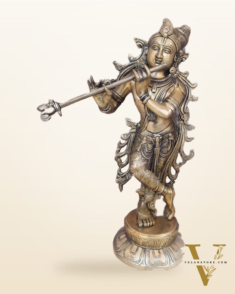Superfine Brass Unique South Indian Style Krishna Statue | Height 17 inches