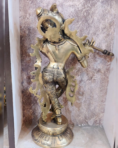 Superfine Brass Unique South Indian Style Krishna Statue | Height 17 inches