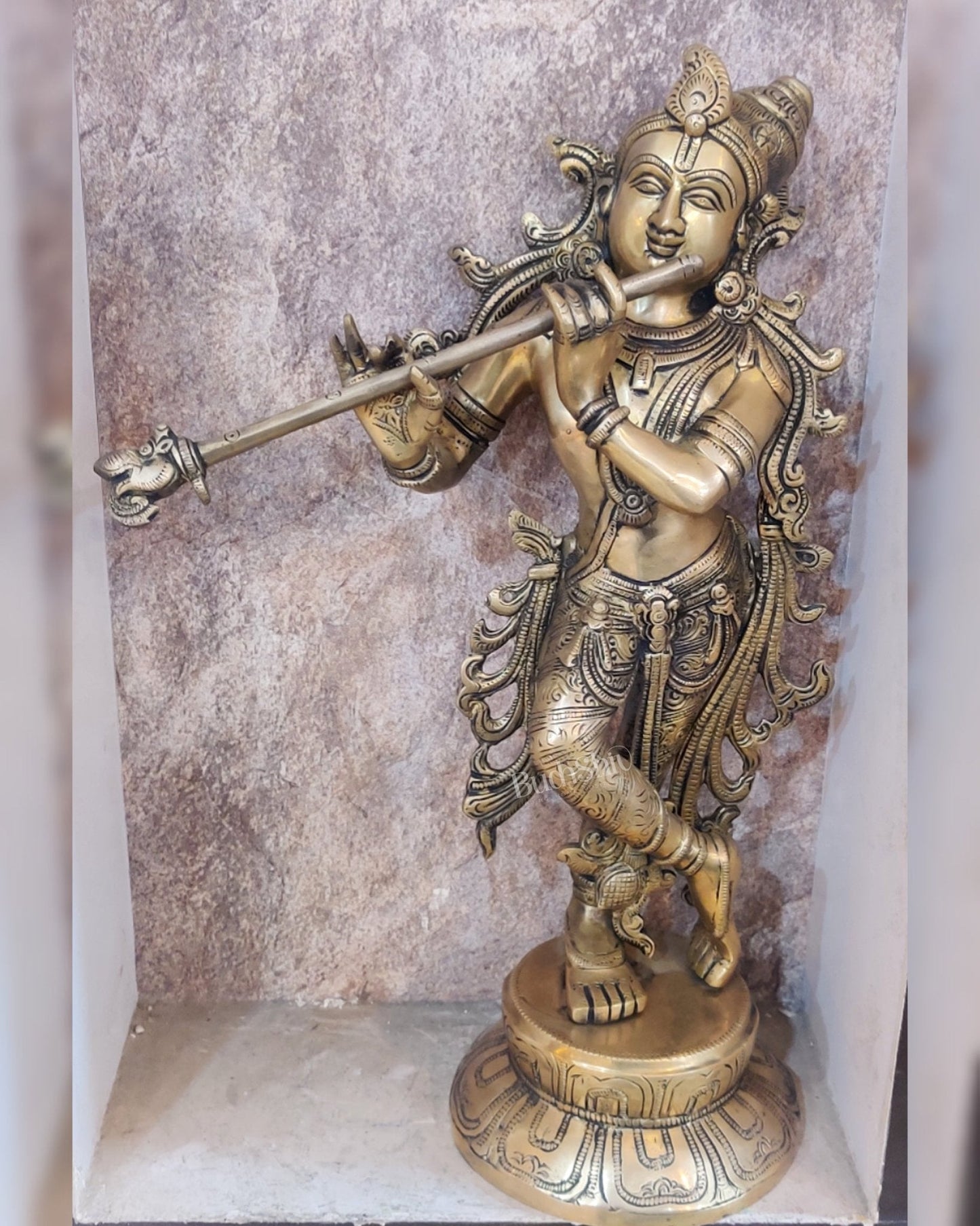 Superfine Brass Unique South Indian Style Krishna Statue | Height 17 inches