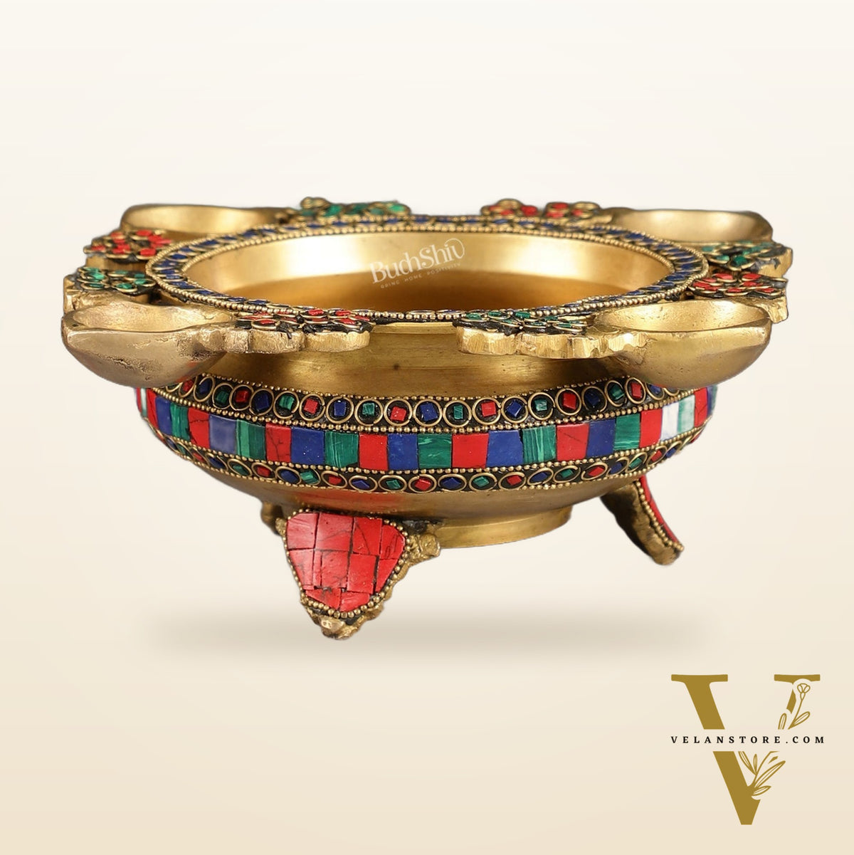 Superfine Brass Urli with Diyas 9.5 inch