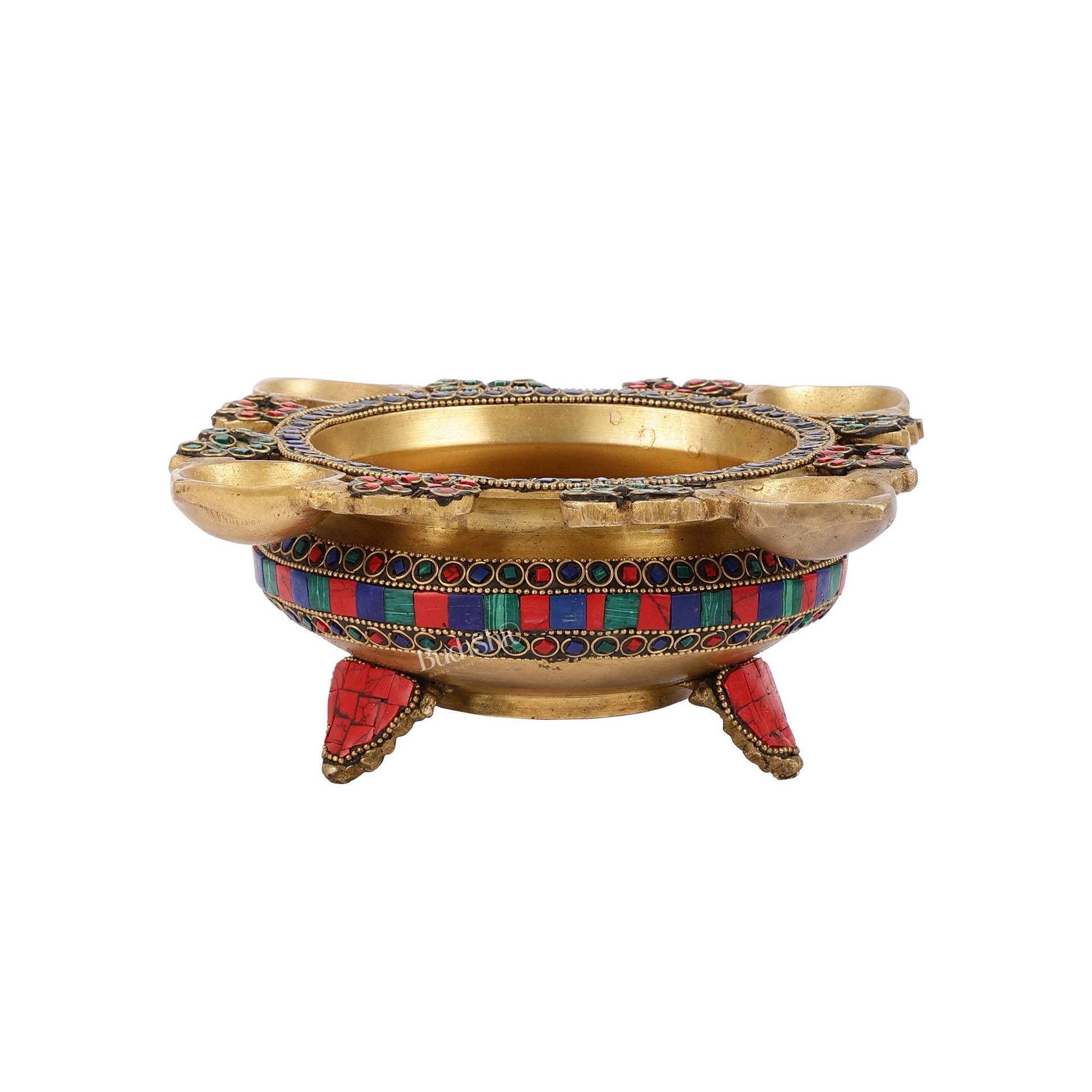 Superfine Brass Urli with Diyas 9.5 inch