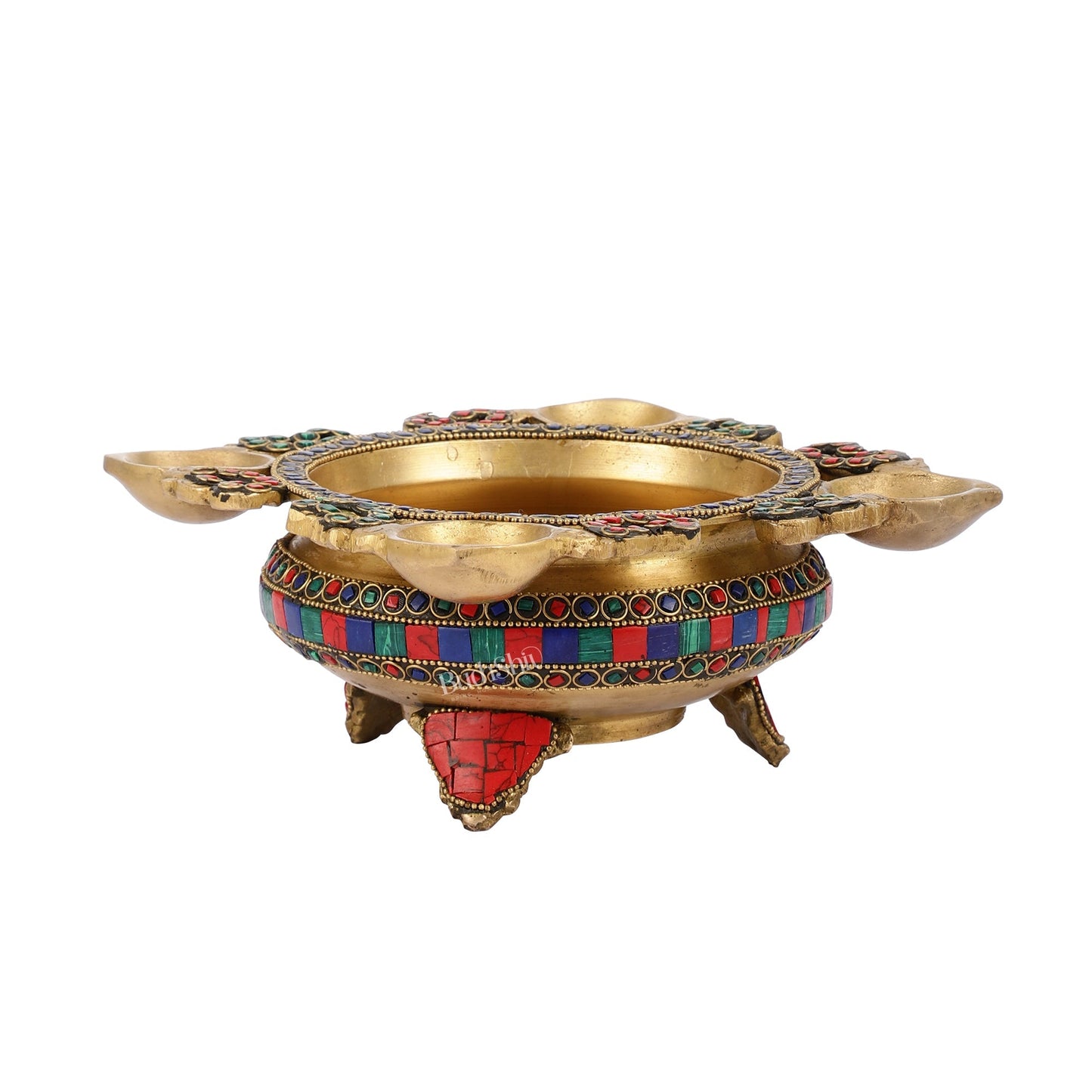 Superfine Brass Urli with Diyas 9.5 inch