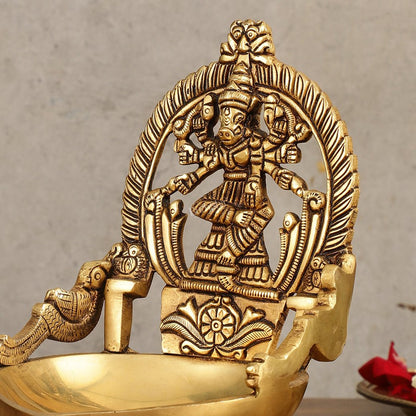 Superfine Brass Varahi Vilakku Oil Lamp Diya 7 inch