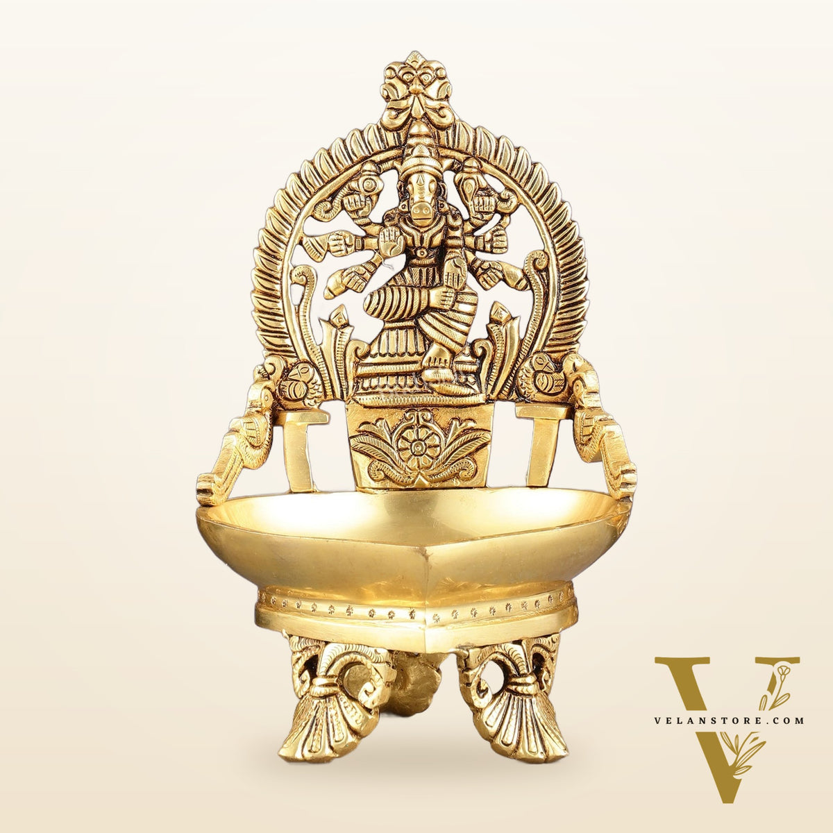Superfine Brass Varahi Vilakku Oil Lamp Diya 9 inch