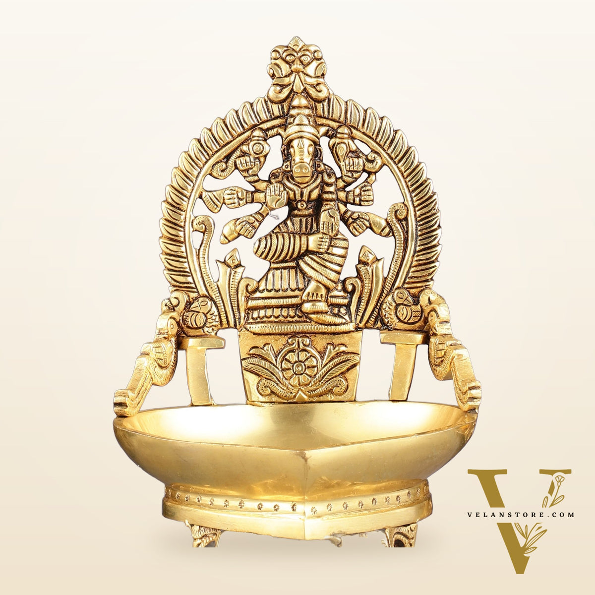 Superfine Brass Varahi Vilakku Oil Lamp Diya 9 inch