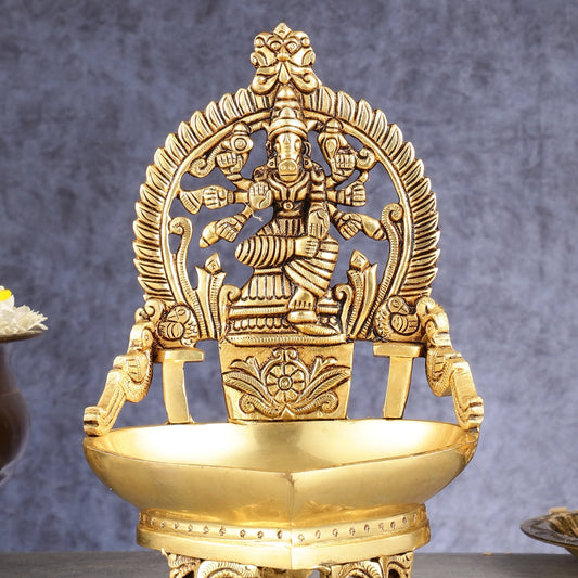 Superfine Brass Varahi Vilakku Oil Lamp Diya 9 inch
