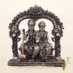 Superfine Brass Vishnu Lakshmi Sitting Statue - 5" Intricate Design