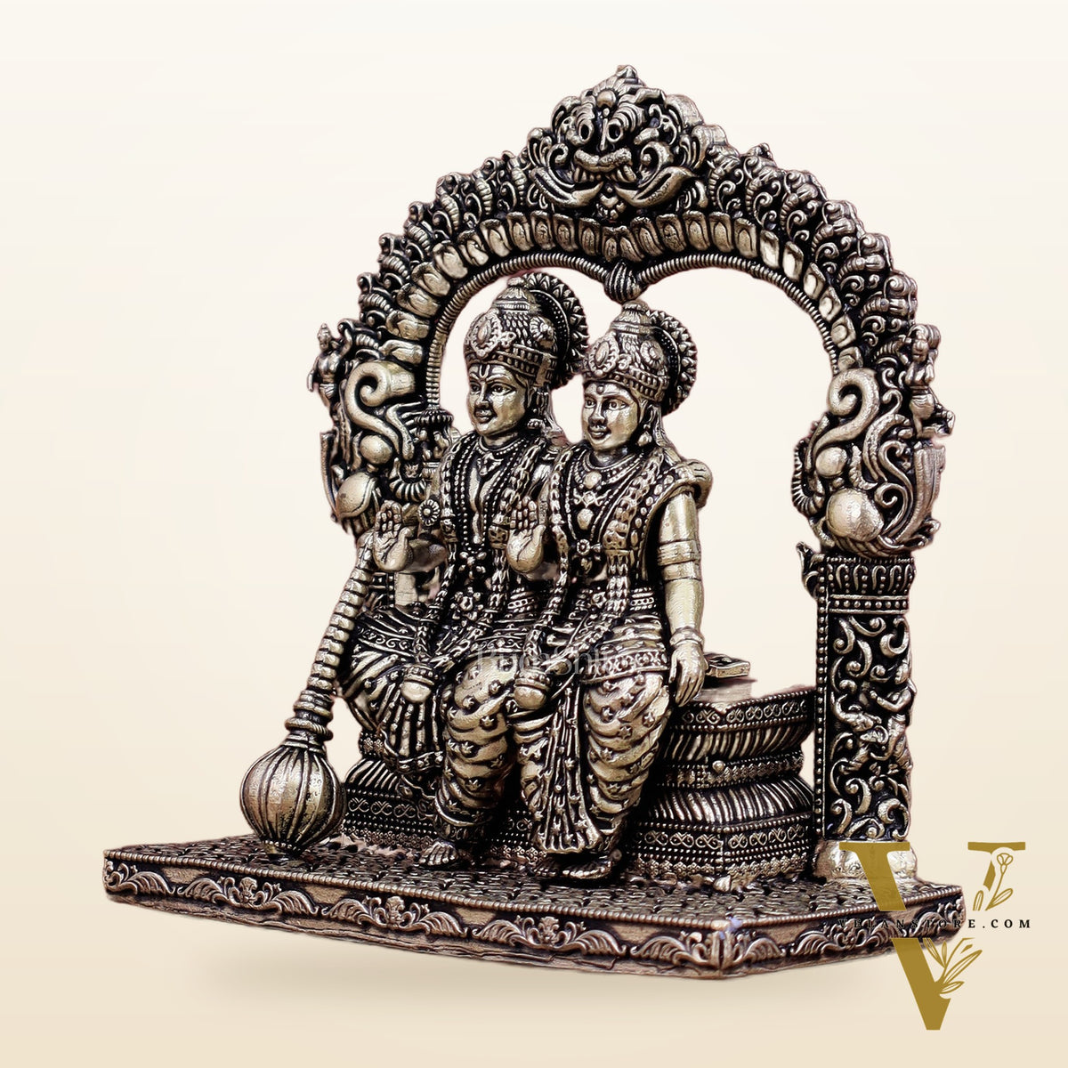 Superfine Brass Vishnu Lakshmi Sitting Statue - 5" Intricate Design