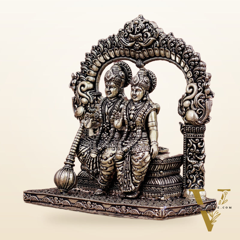 Superfine Brass Vishnu Lakshmi Sitting Statue - 5" Intricate Design