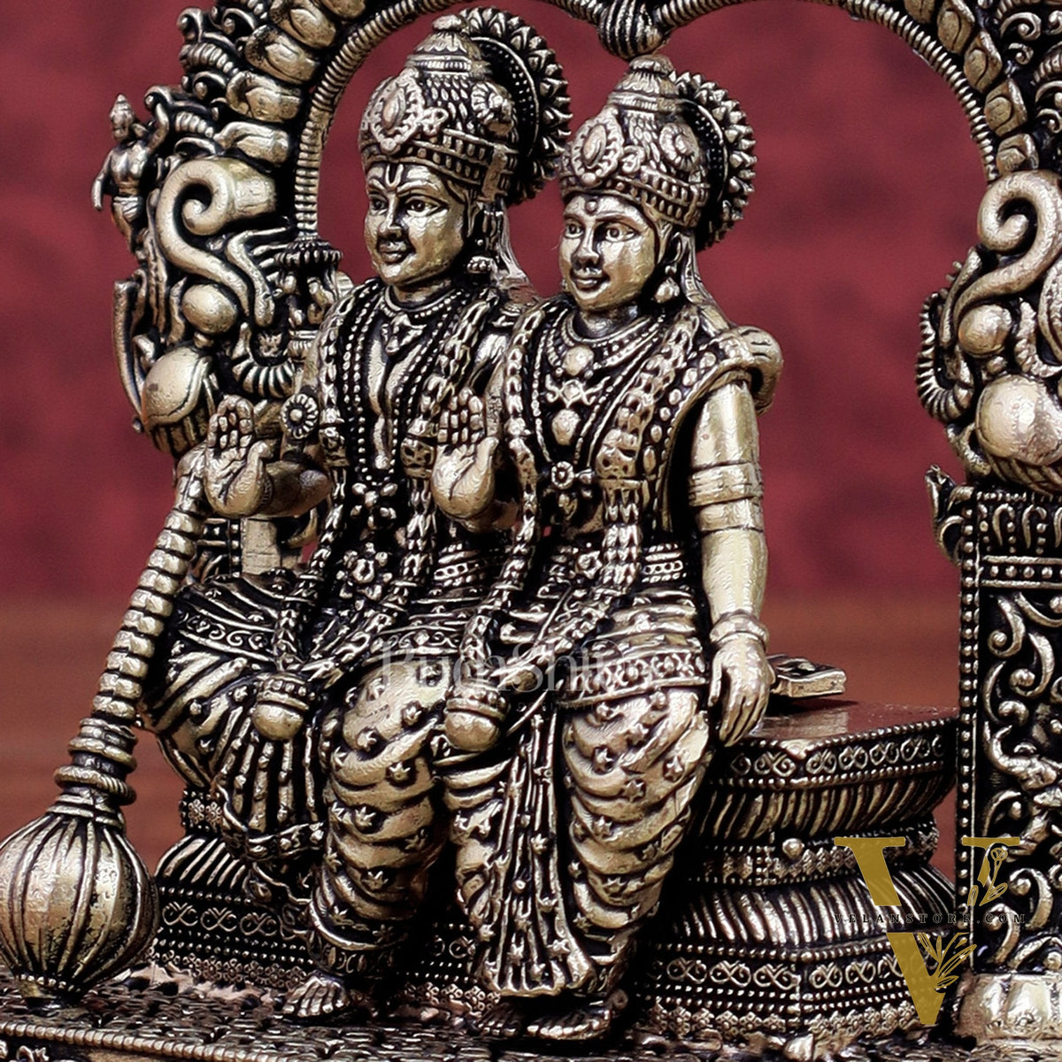 Superfine Brass Vishnu Lakshmi Sitting Statue - 5" Intricate Design