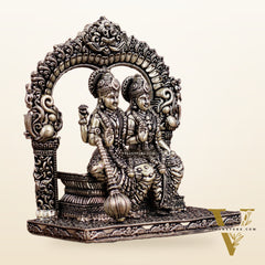 Superfine Brass Vishnu Lakshmi Sitting Statue - 5" Intricate Design