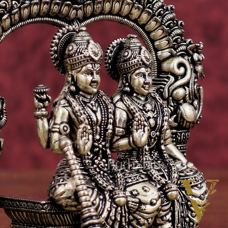 Superfine Brass Vishnu Lakshmi Sitting Statue - 5" Intricate Design