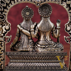 Superfine Brass Vishnu Lakshmi Sitting Statue - 5" Intricate Design