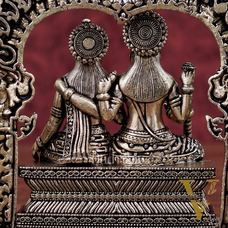 Superfine Brass Vishnu Lakshmi Sitting Statue - 5" Intricate Design