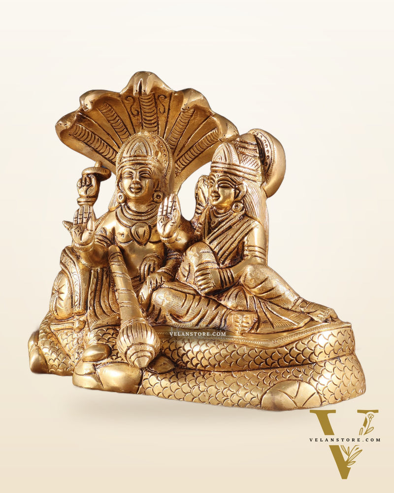 Superfine Brass Vishnu Narayan lakshmi idol 7"