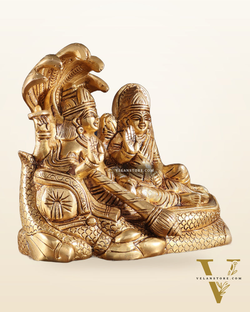 Superfine Brass Vishnu Narayan lakshmi idol 7"