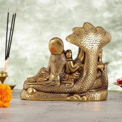 Superfine Brass Vishnu  Narayan lakshmi idol 7"